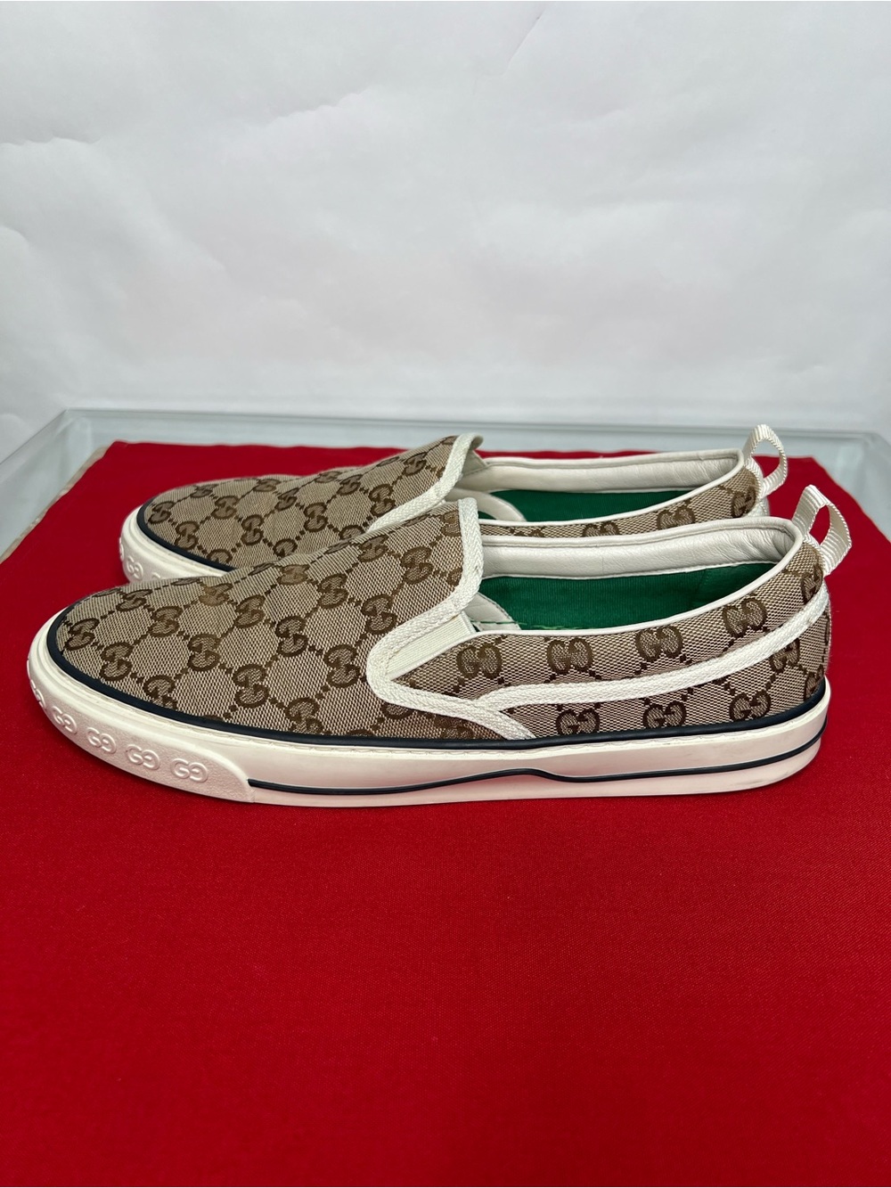 Gucci 1977 Brown GG Monogram Slip-On Sneakers - Picture 2 of 8